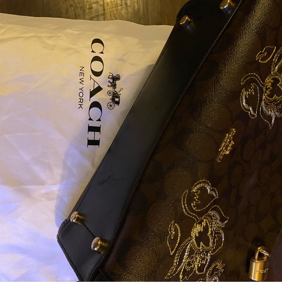 Top Shelf - Coach Dark Brown Tote w/Floral Design inc, Lock & Key - Picture 9 of 9